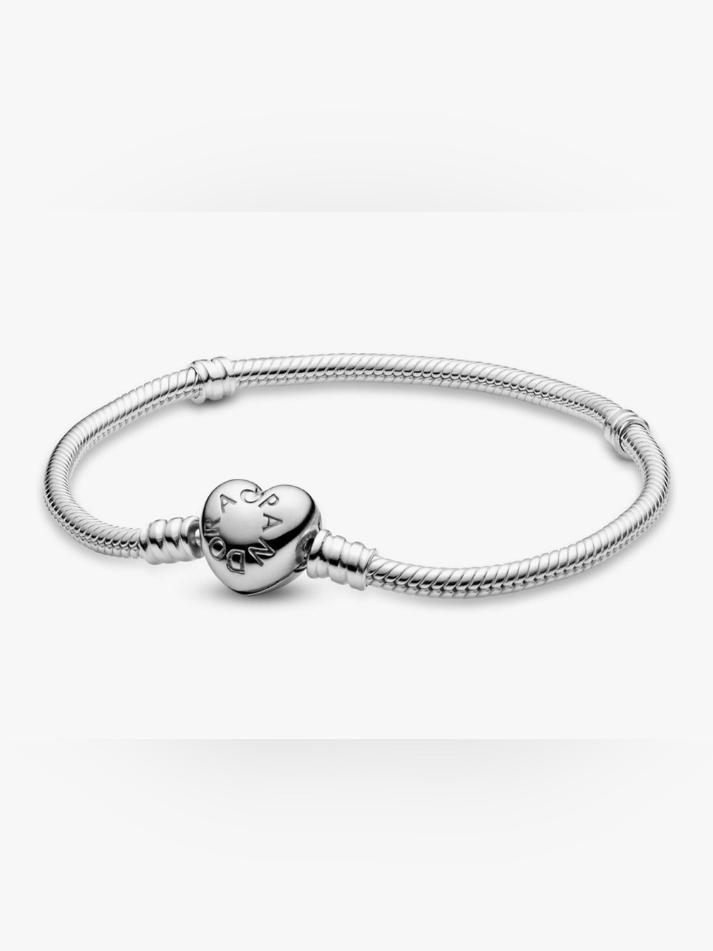 Sterling Silver Heart Clasp Snake Chain Bracelet 7.5 inches